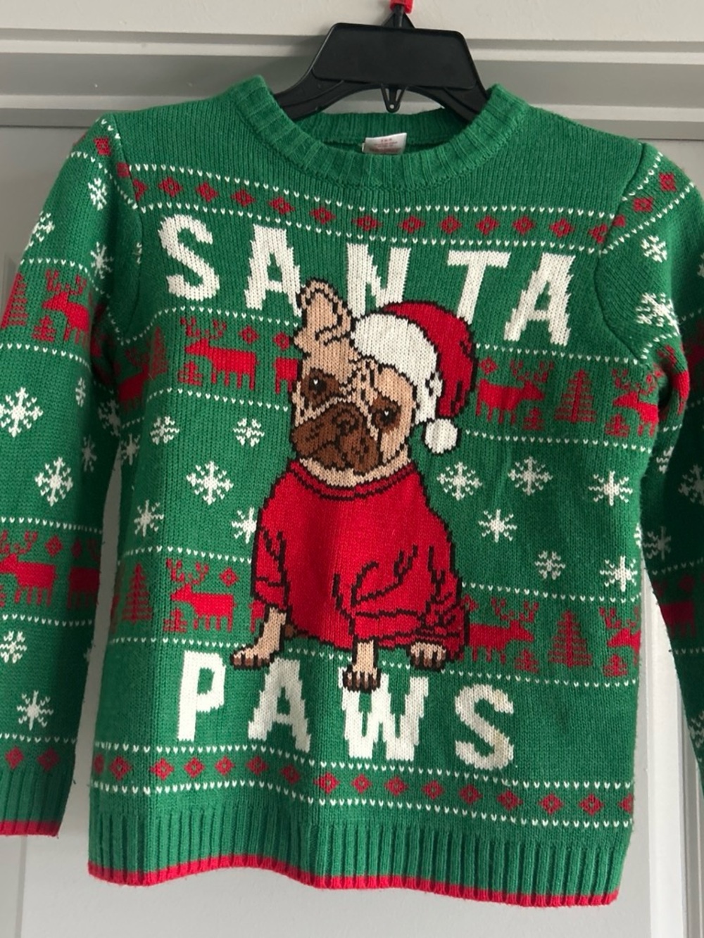 Holiday Time Green & Red 'Santa Paws' Dog Knit Sweater